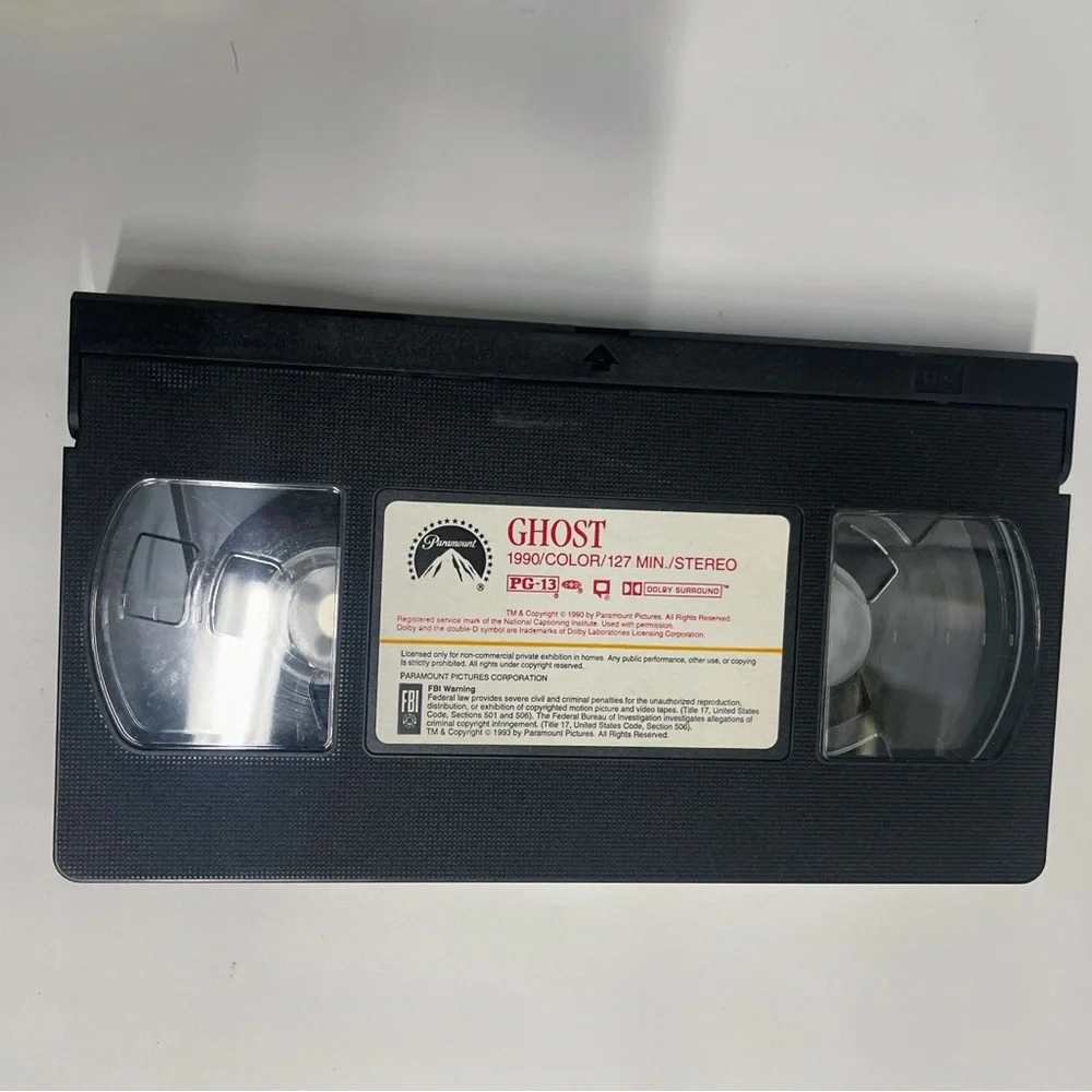 GHOST Movie VHS Tape - White & Teal Cover